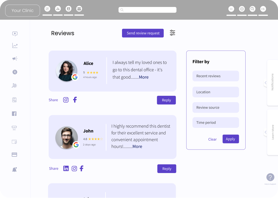 Review management dashboard