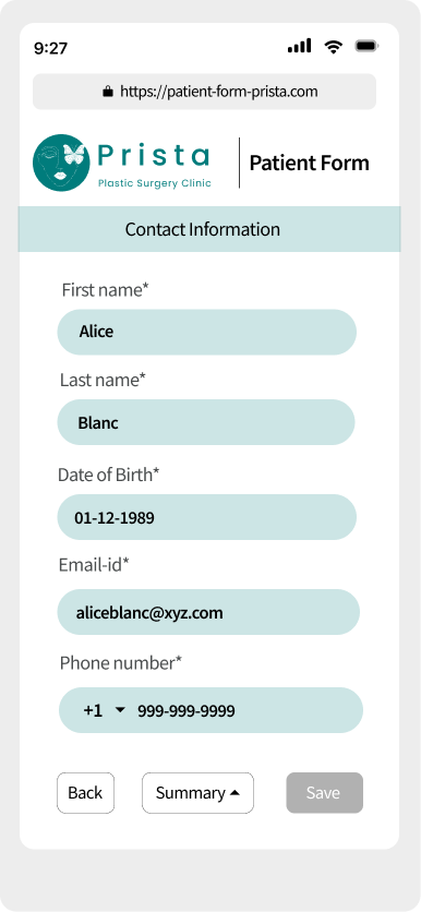 Online Patient Intake Form