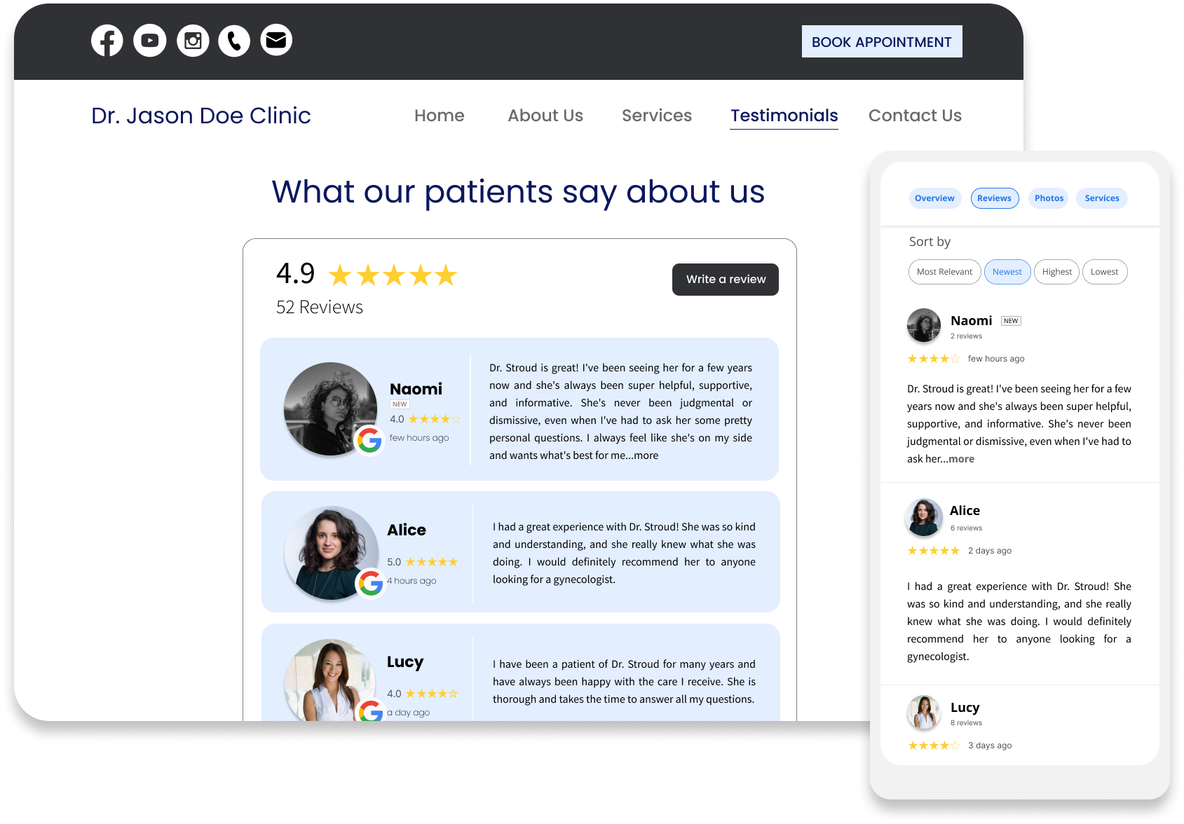 Showcase your stellar reviews on your website
