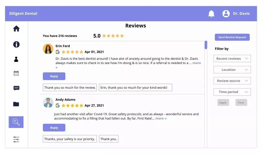 Manage Patient Reviews