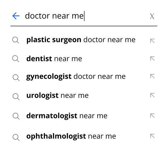 Google search for doctors